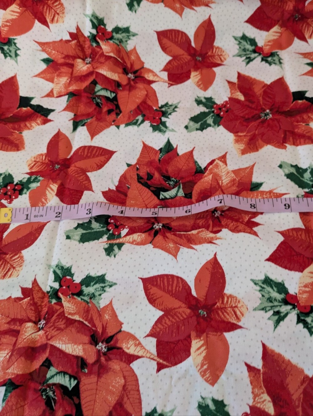 Poinsettia Cotton Fabric 44" X 44"